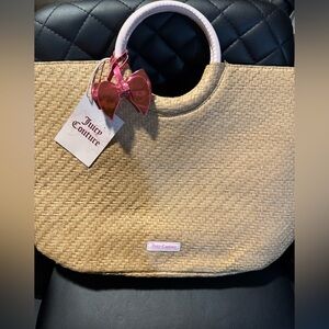 Juicy Couture Beige Woven Tote with Pink Accents